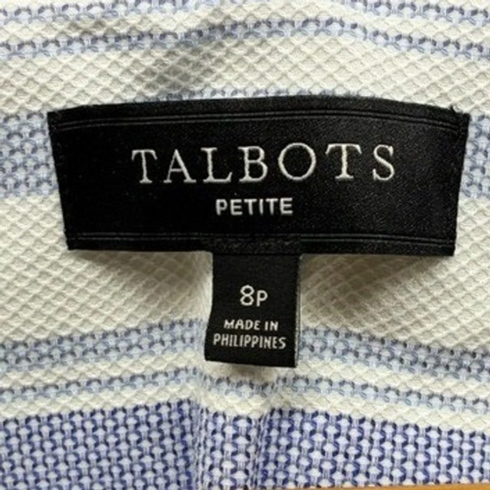 Talbots Biscay Open-Front Jacket Women's 8P Blue White Striped Blazer Office - Picture 5 of 10